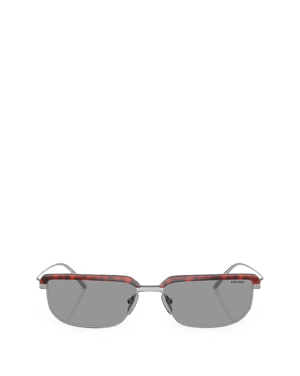 Prada Gray Tortoiseshell-Effect Rectangle-Frame Sunglasses for men