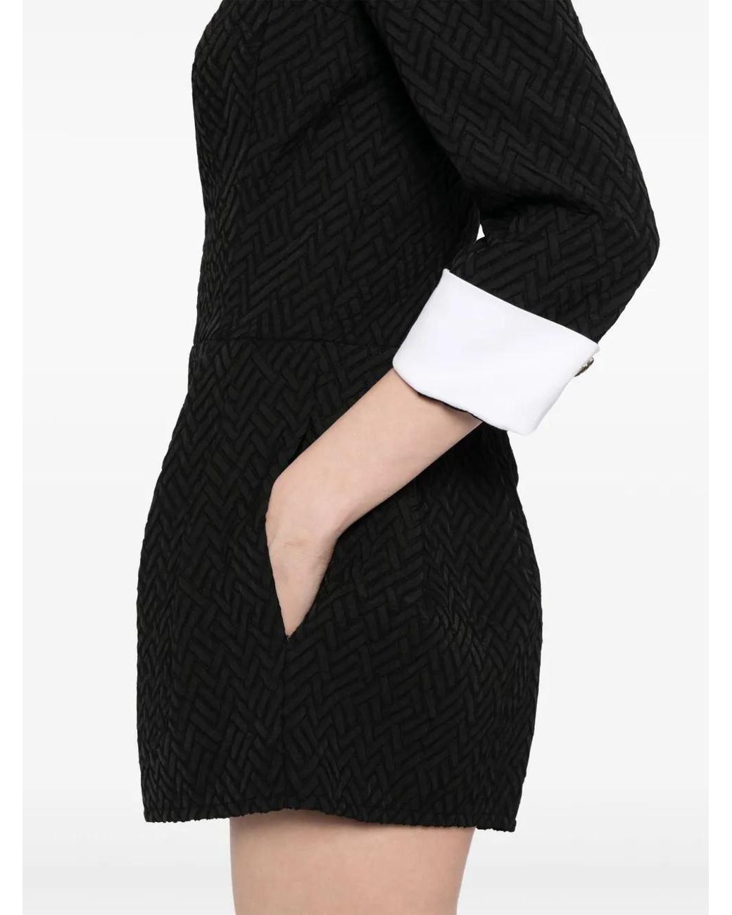 Elisabetta Franchi Black Herringbone Tweed Playsuit