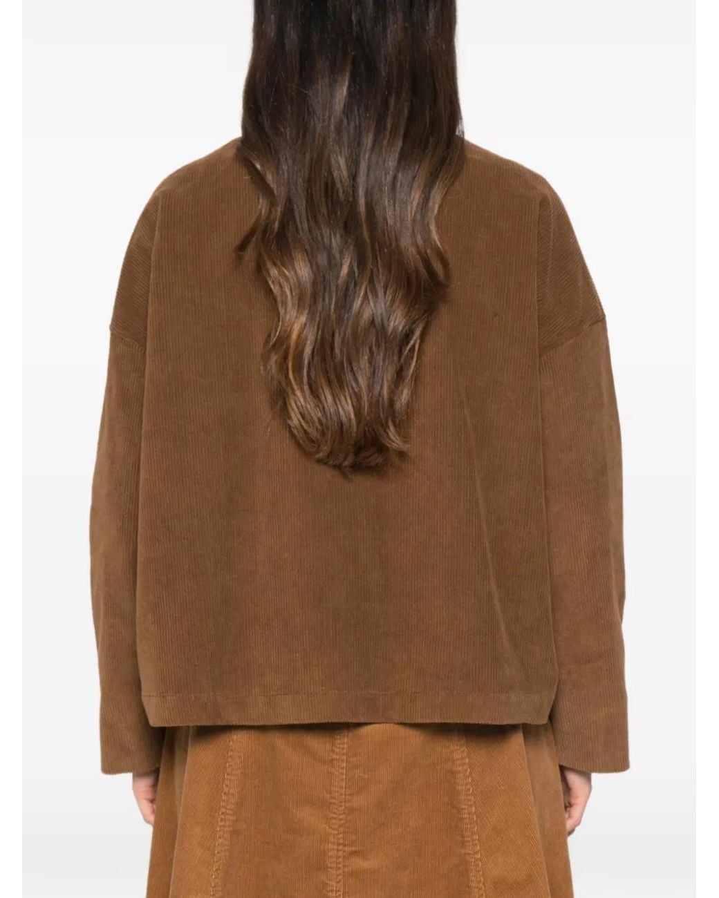 Whyci Brown Corduroy Pussy-Bow Jacket