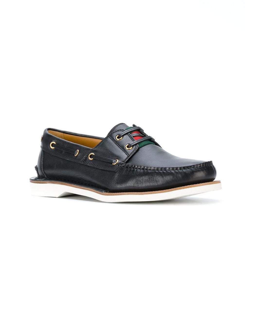 Gucci Leather Boat Shoes in Blue for Men | Lyst
