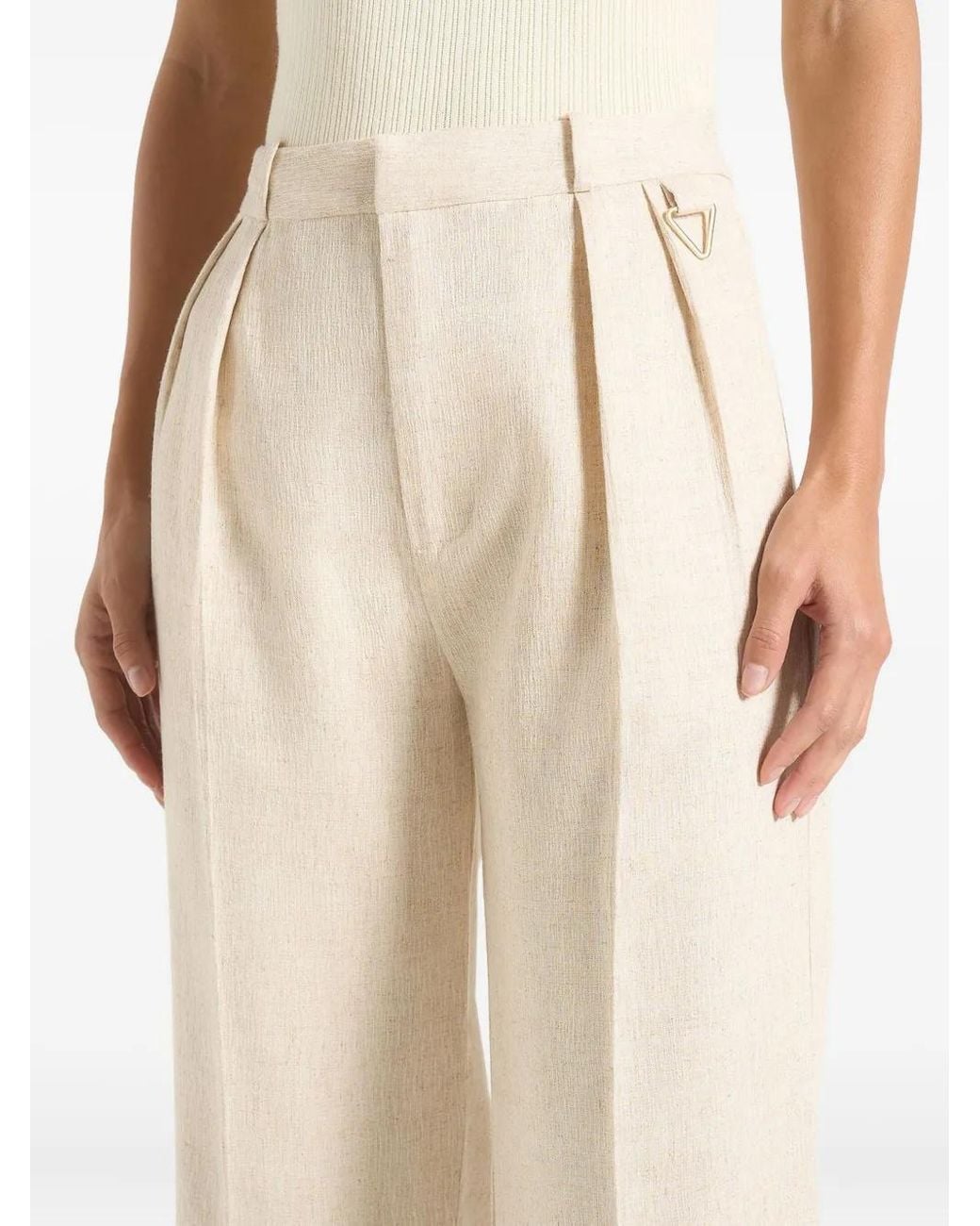 Manière De Voir Natural Julie Linen Twin Pleat Trousers