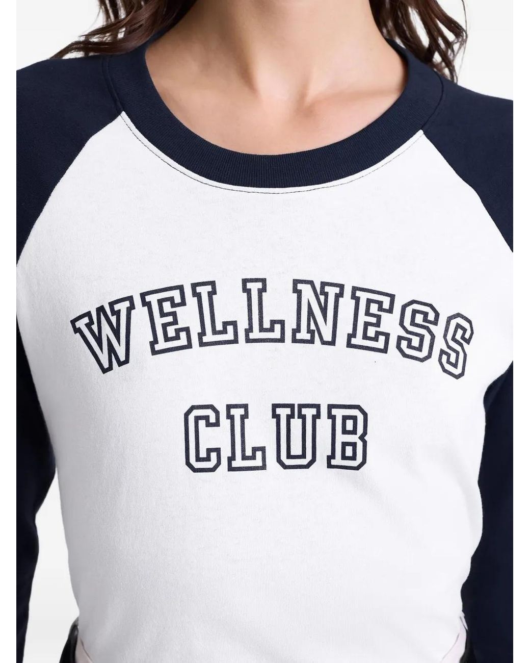 Sporty & Rich Blue Wellness Club Three-Quarter-Sleeve Top