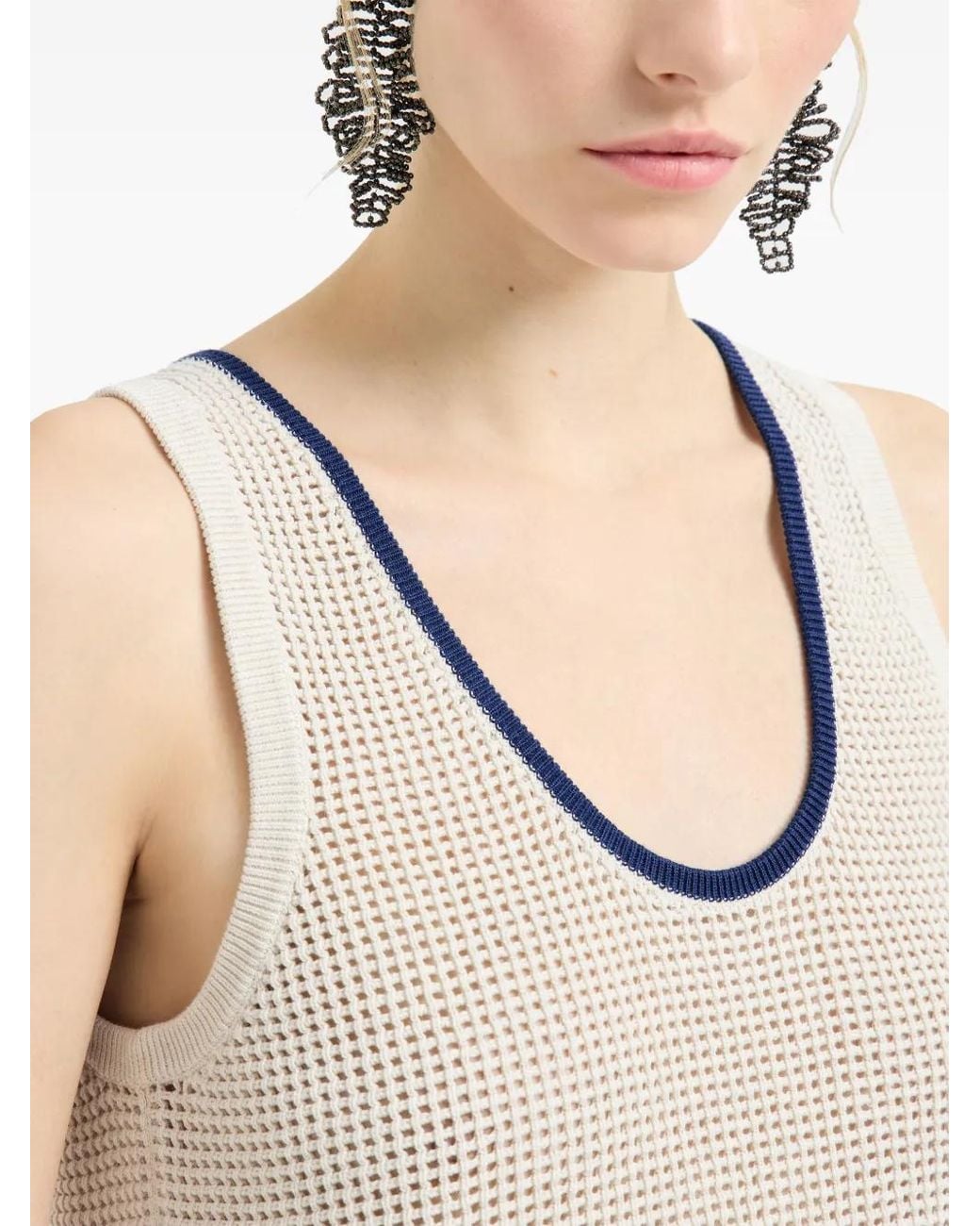 Brunello Cucinelli White Scoop-Neck Tank Top