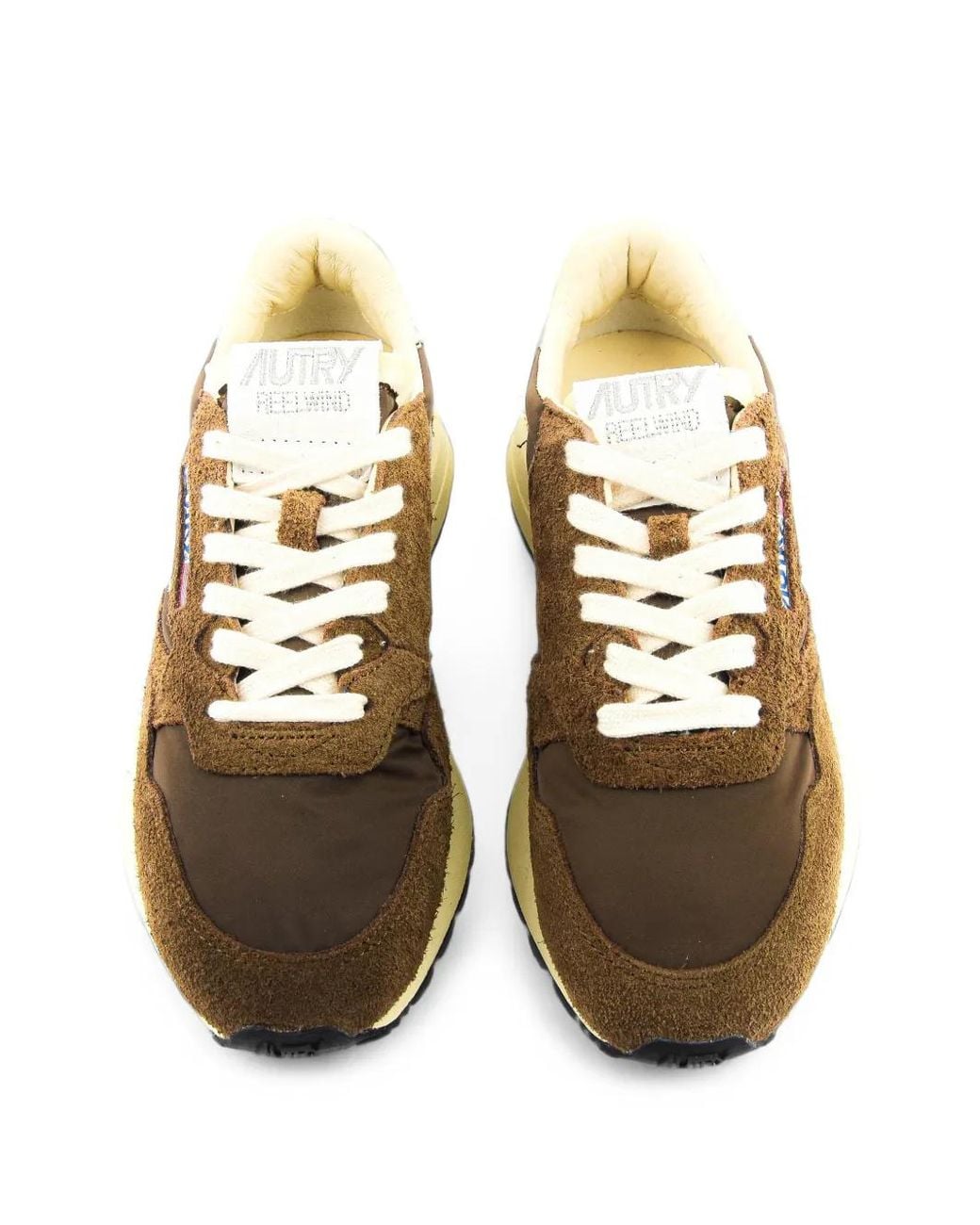 Autry Brown Reelwind Logo-Patch Low-Top Sneakers