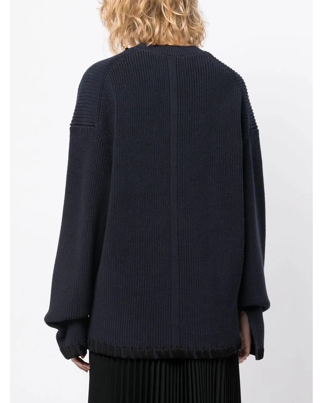 3.1 Phillip Lim Blue Ribbed V-Neck Jumper