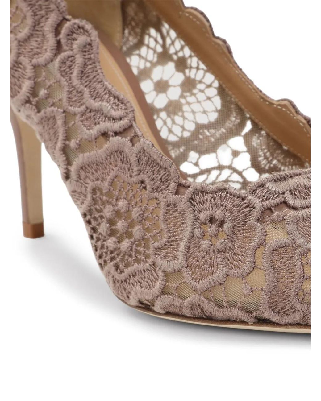 Arteana Brown Lace Scalloped-Edge Pumps