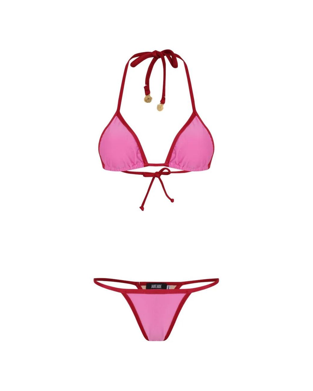 Amir Slama Pink X Jade Picon Tie Embellished Bikini