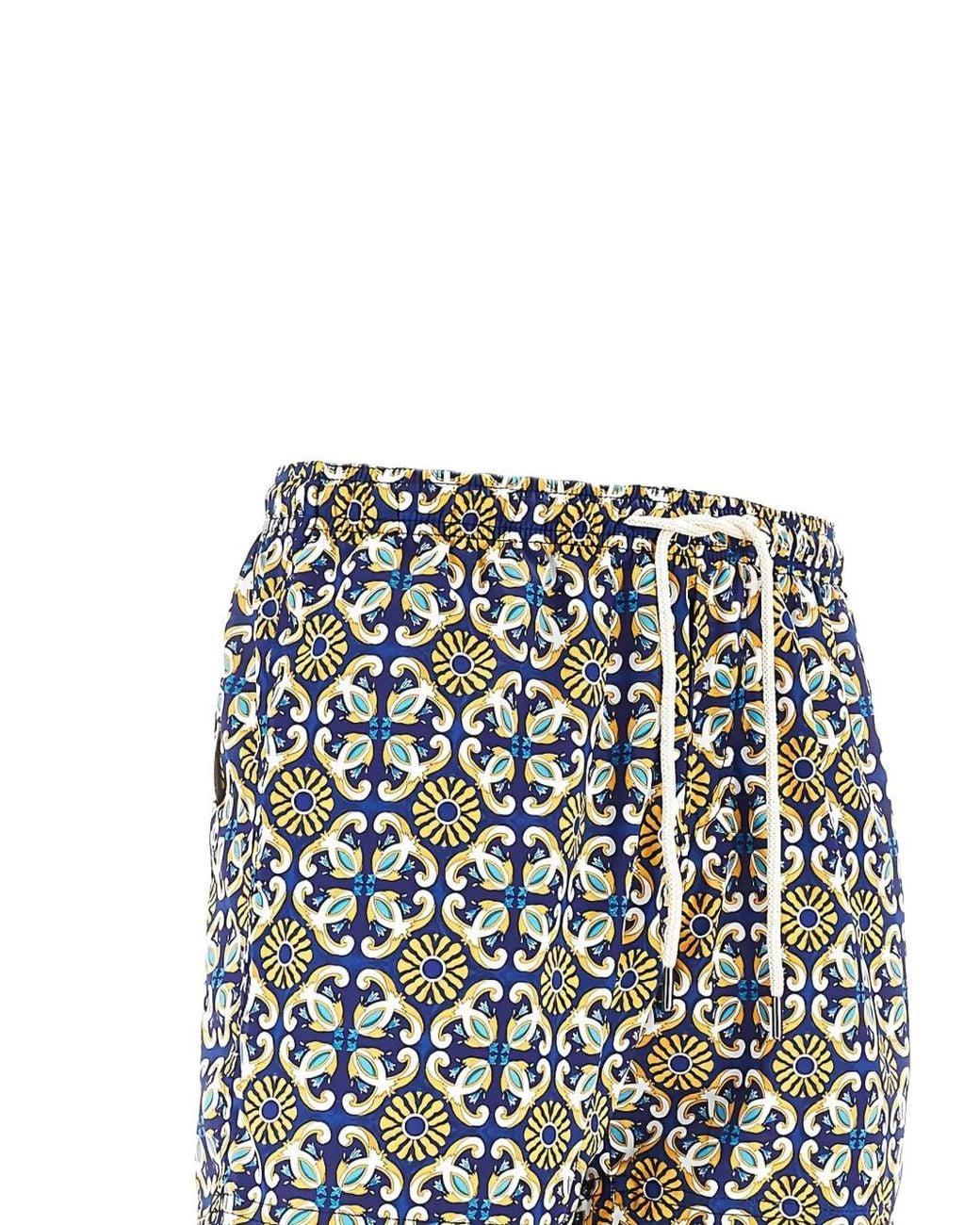 Peninsula White Amalfi Tile-Print Swim Shorts for men
