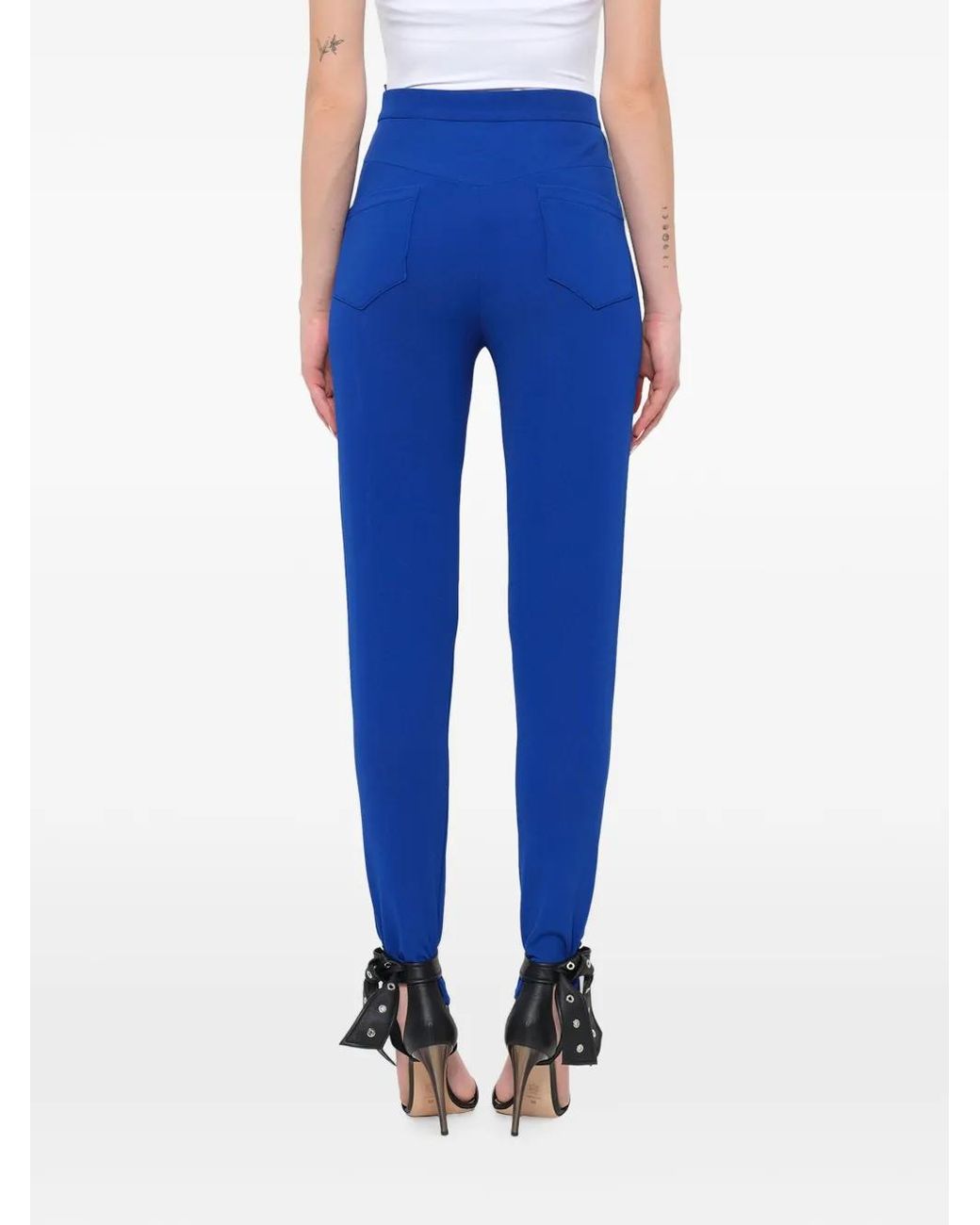 Balmain Blue High-Waisted Knit Skinny Trousers
