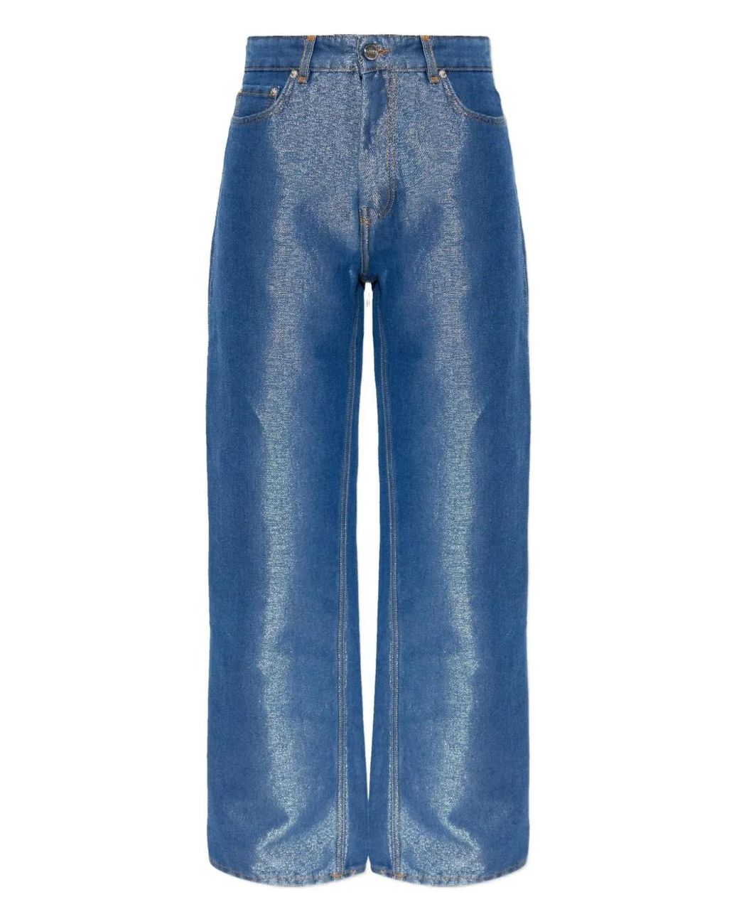 Ganni Blue Metallic-Effect Jeans
