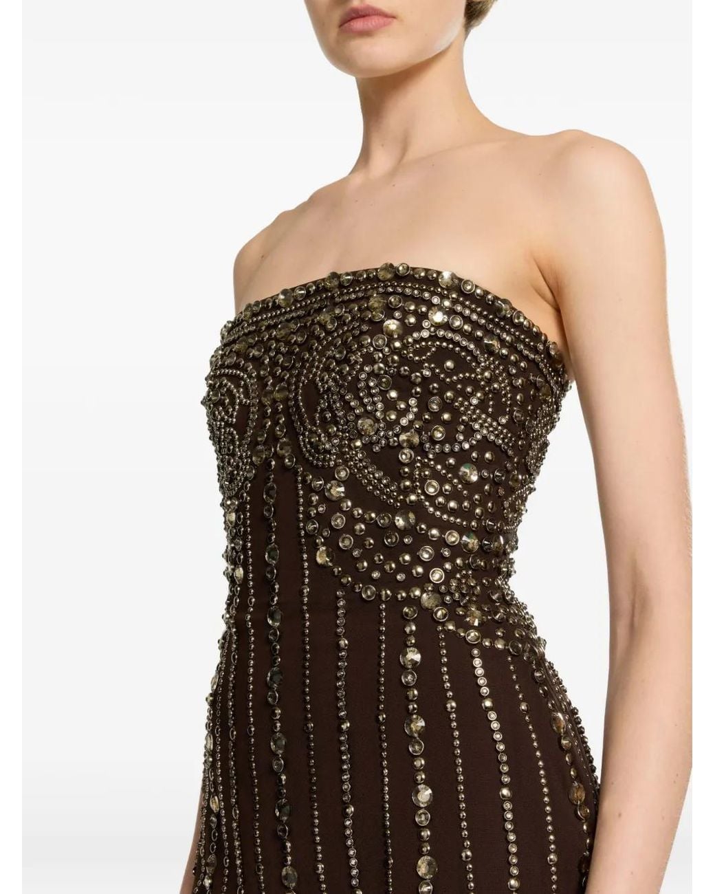 Elie Saab Brown Stud-Embellished Maxi Dress