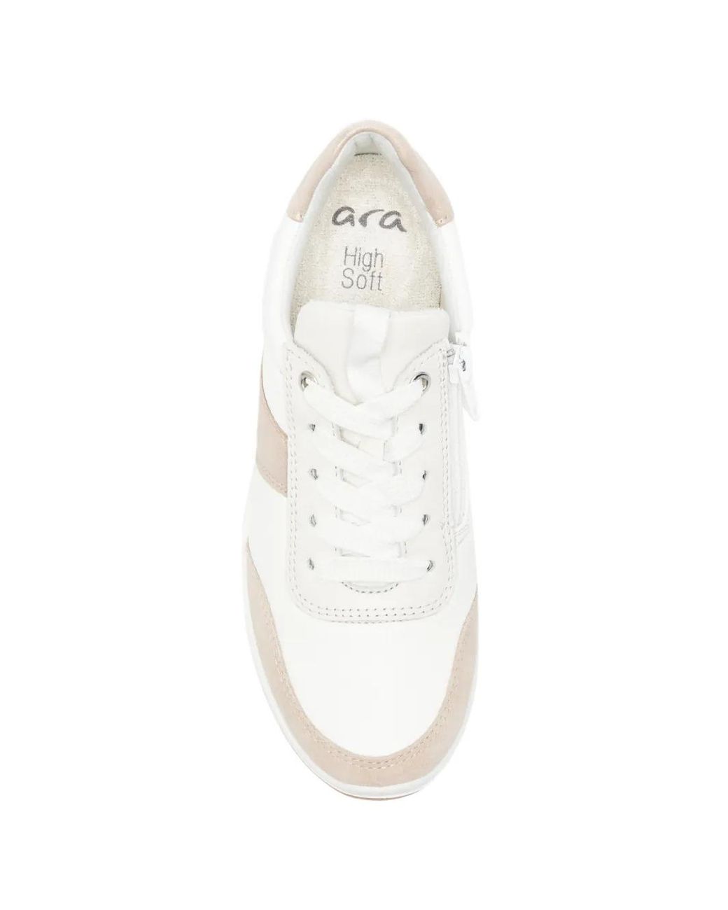 Ara White Suede-Panelled Side-Zip Sneakers