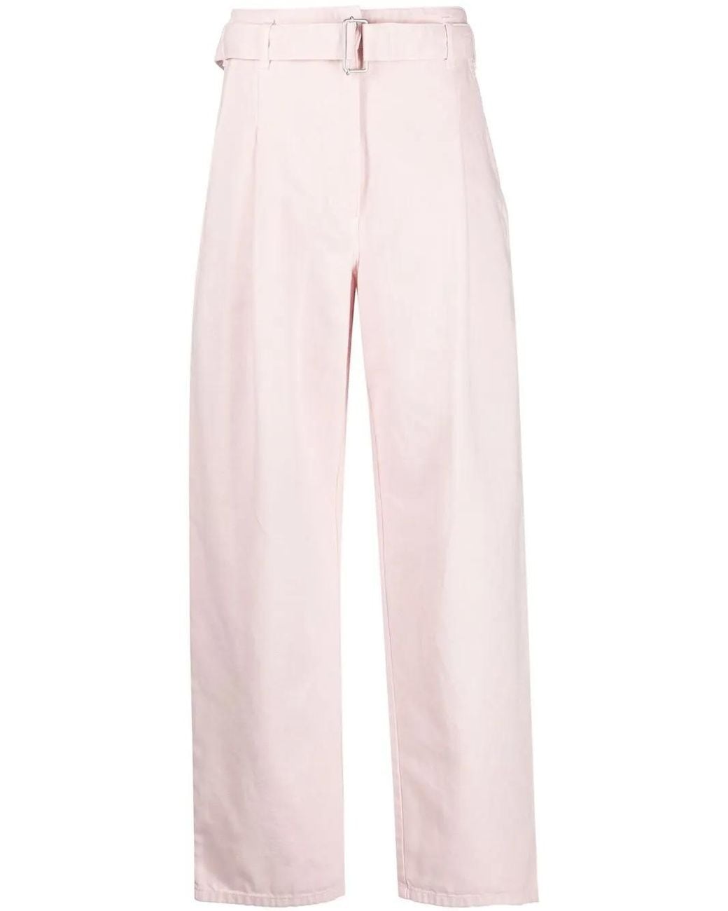 Philosophy Di Lorenzo Serafini Pink Belted Cotton Gabardine Trousers