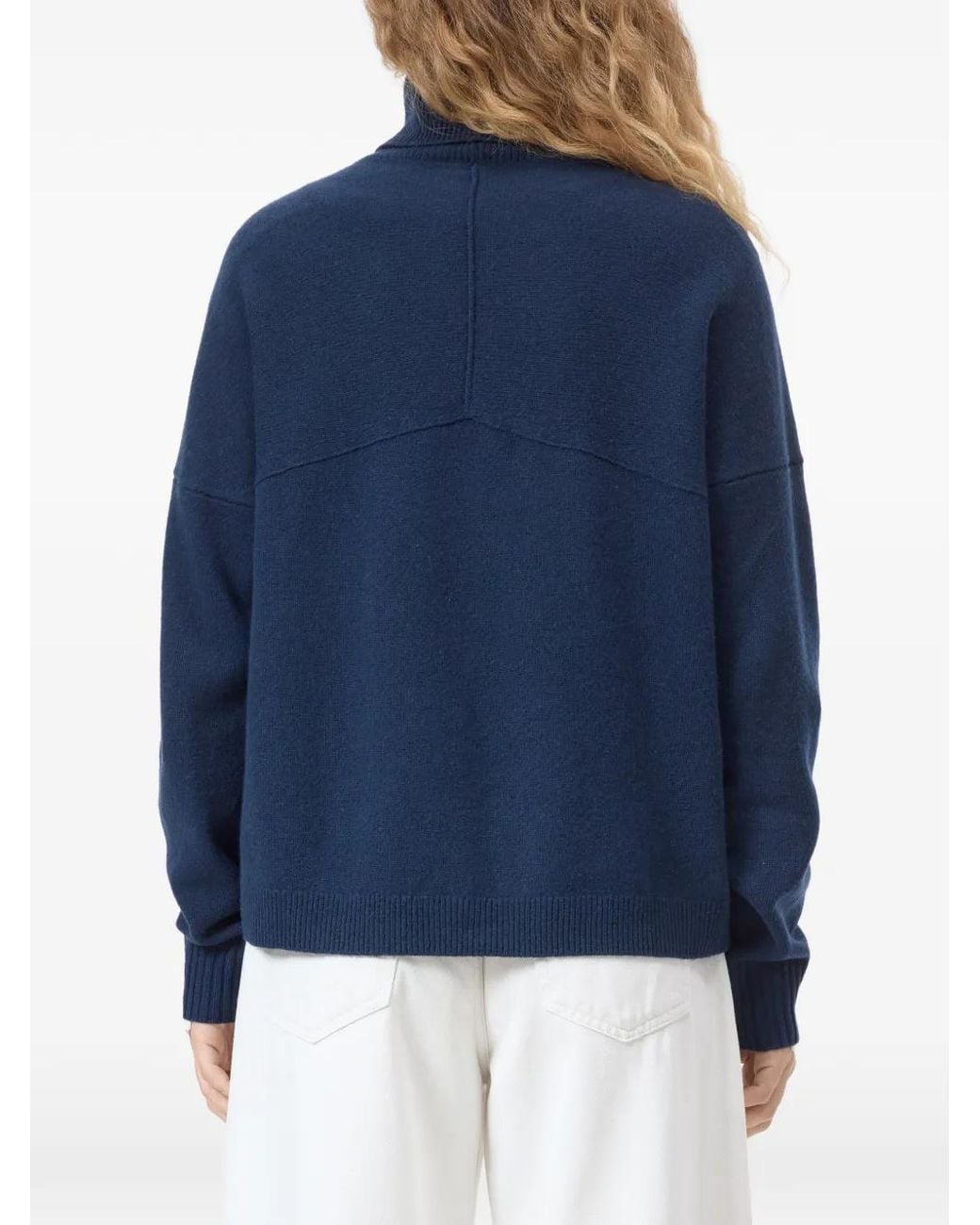 Closed Blue Roll-Neck Drop-Shoulder Sweater