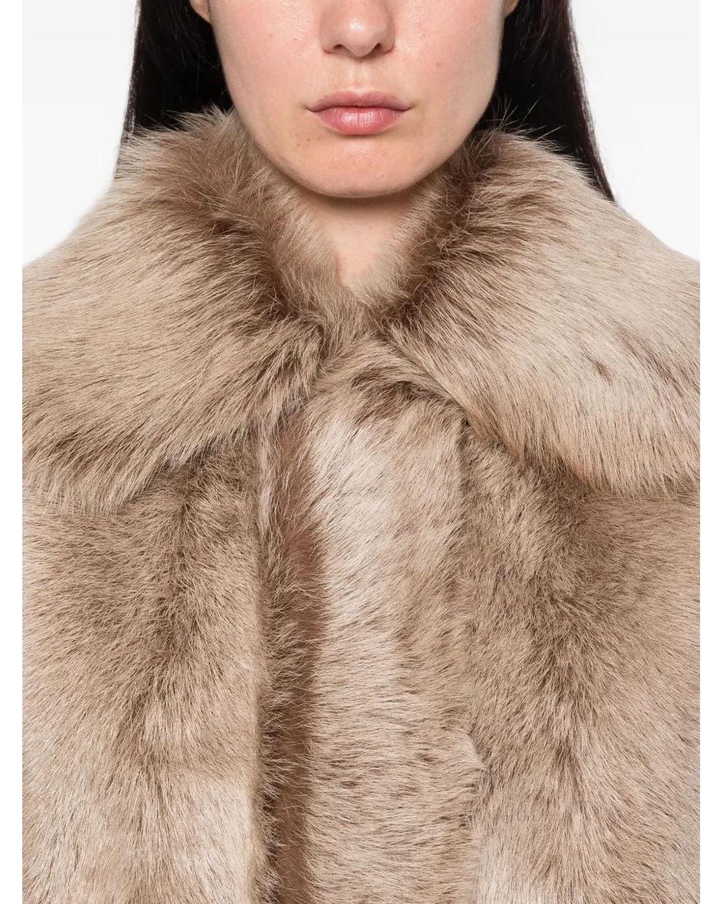 Arma Natural Faux-Fur Collarless Coat