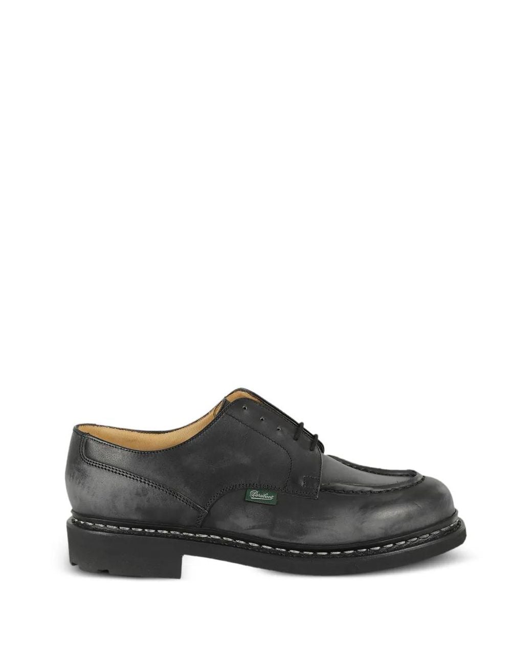 Paraboot Black Chambord Tex Leather Derby Shoes for men