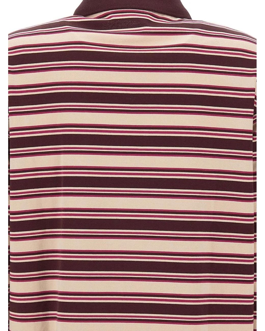 Lacoste Red Oversized Striped Long-Sleeved Polo Shirt