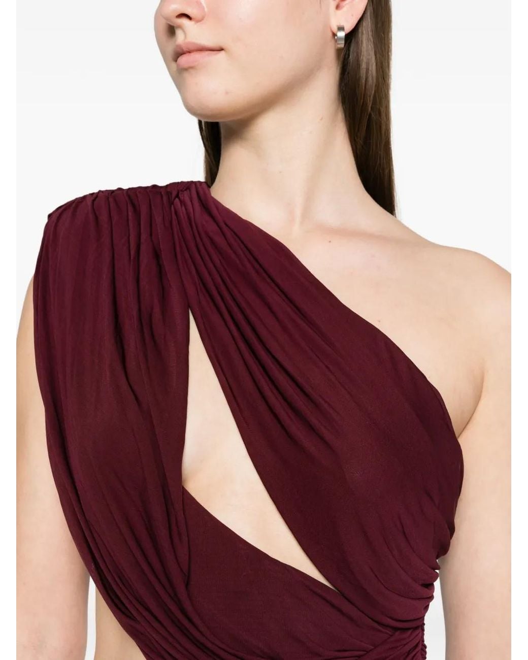 Arcina Ori Red Robe Longue Sophie Asymétrique À Découpes