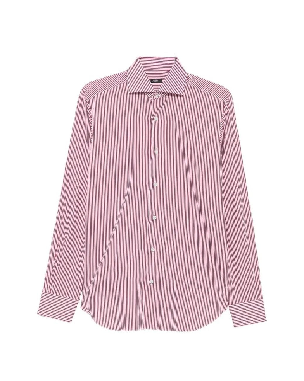 Barba Napoli Pink Chemise À Rayures Verticales for men