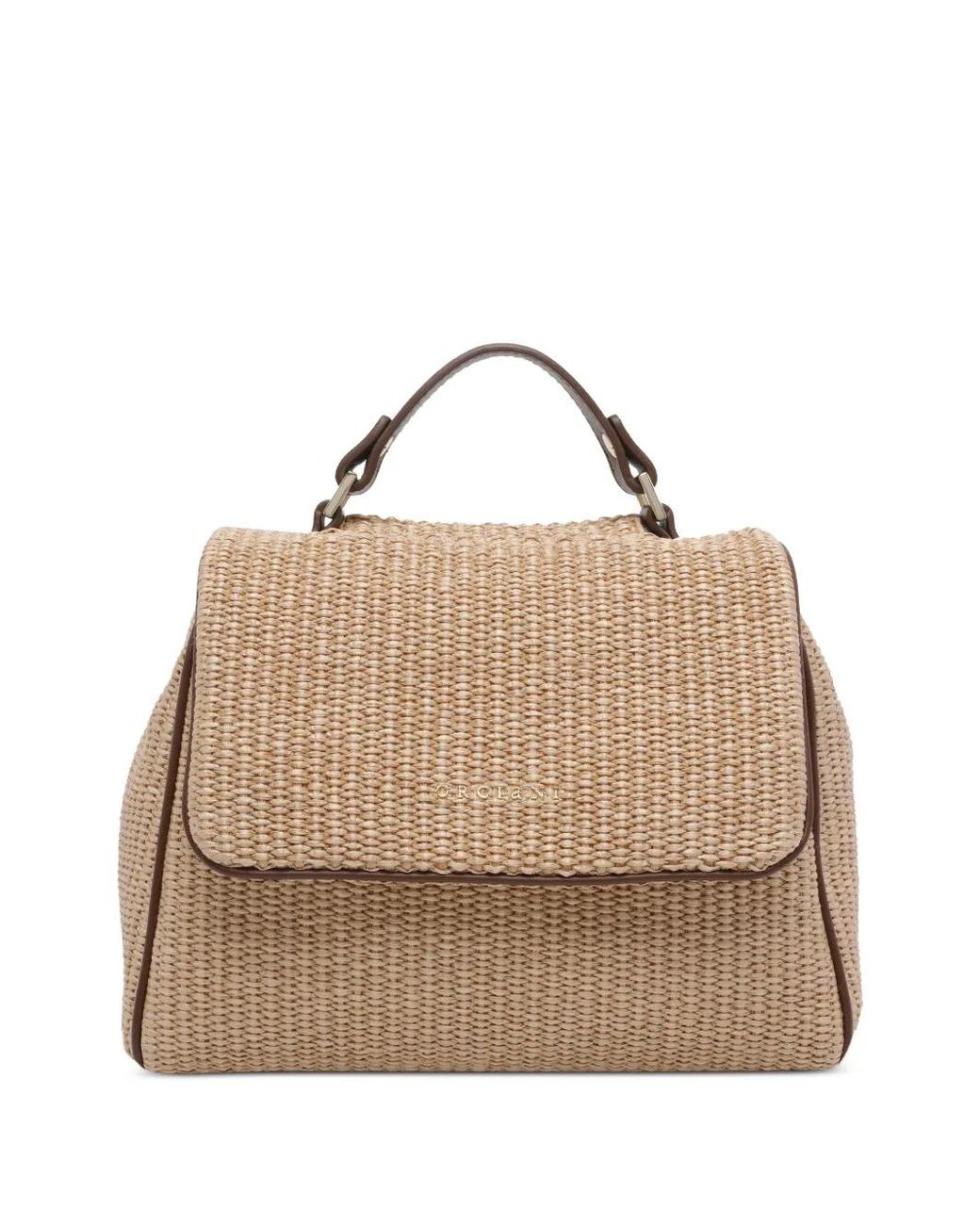 Orciani Natural Small Sveva Zanzibar Leather-Trim Handbag