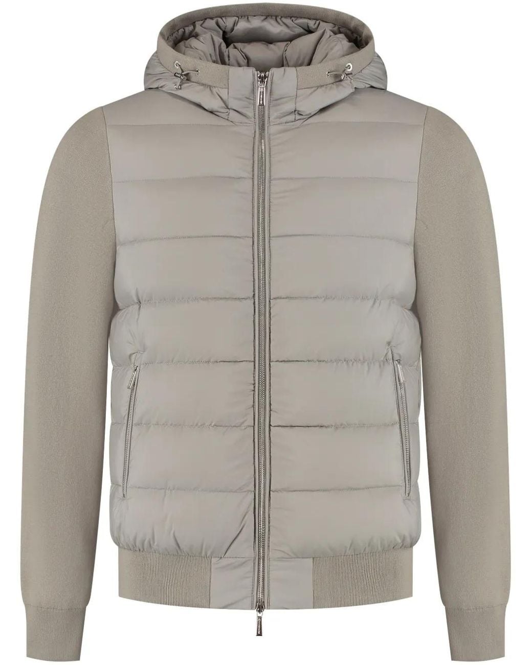 Moorer Gray Lenz-S3L Quilted Hooded Jacket for men