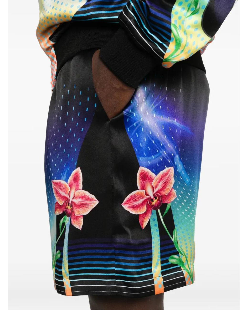 Casablanca Blue Floral Drawstring Shorts for men
