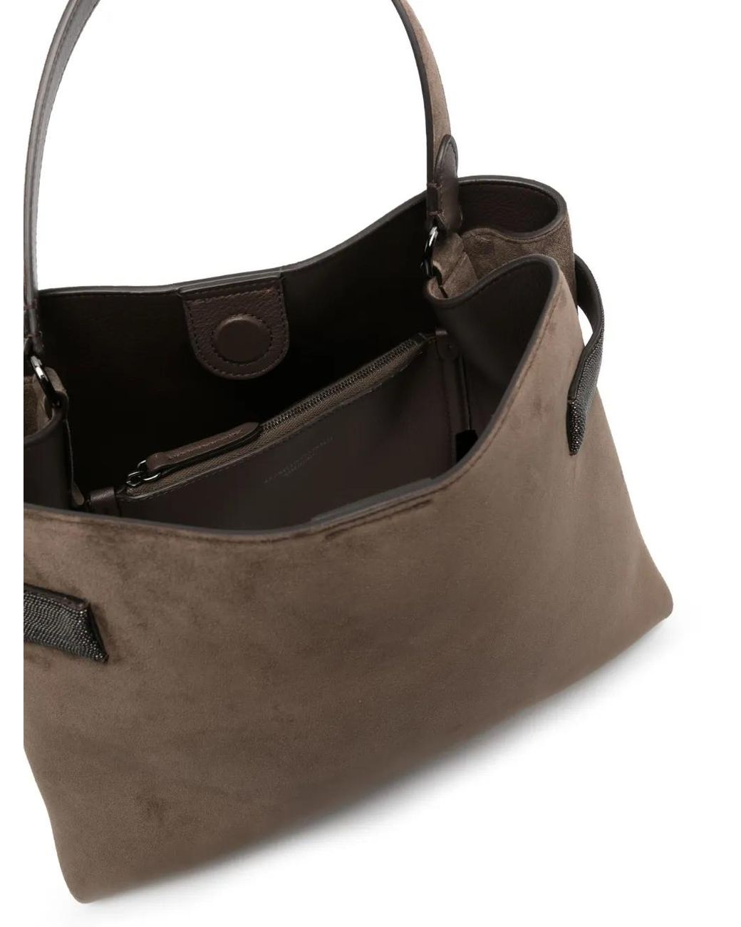 Brunello Cucinelli Brown Suede Tote Bag