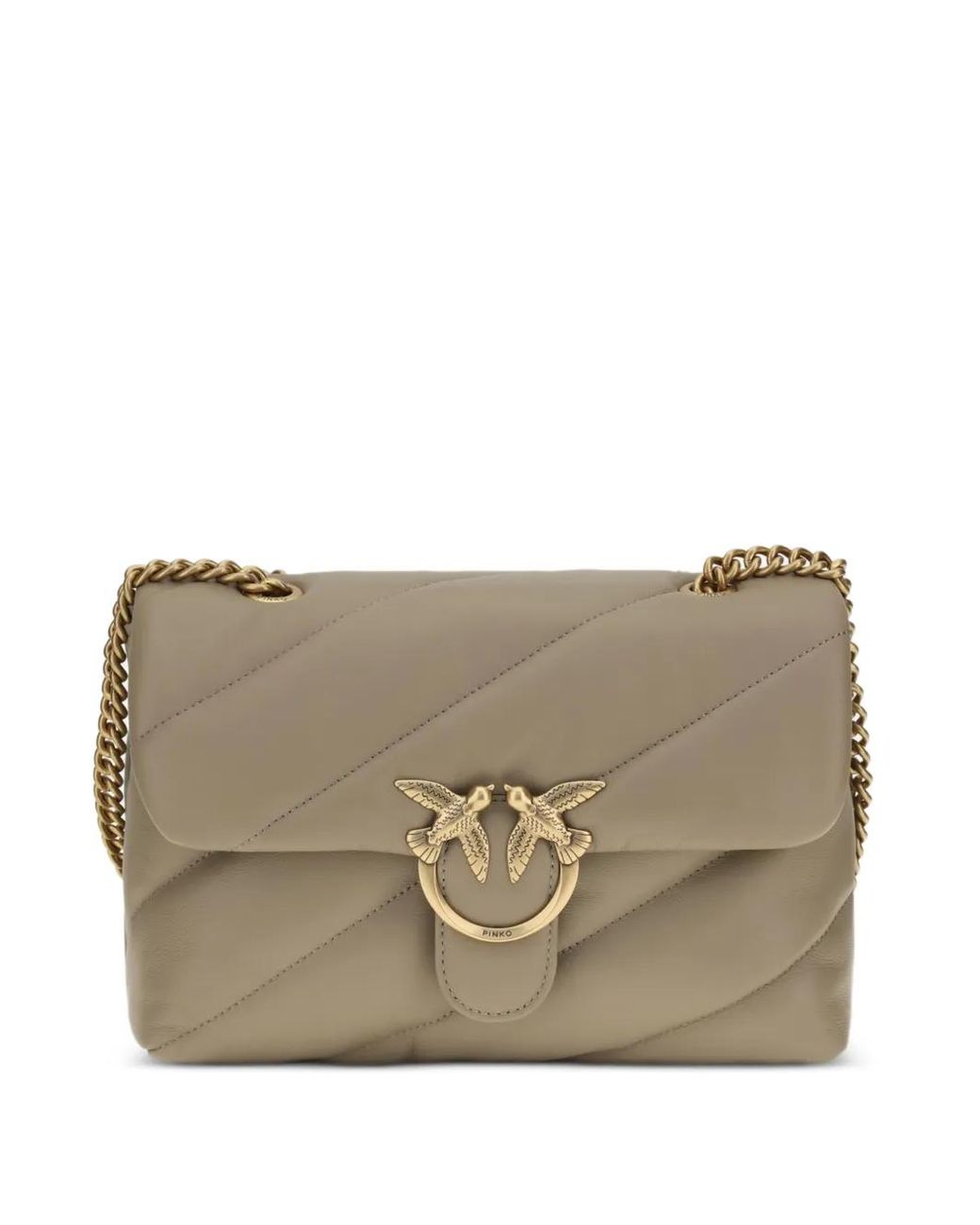 Pinko Gray Medium Shoulder Love Bag Puff Maxi Quilt