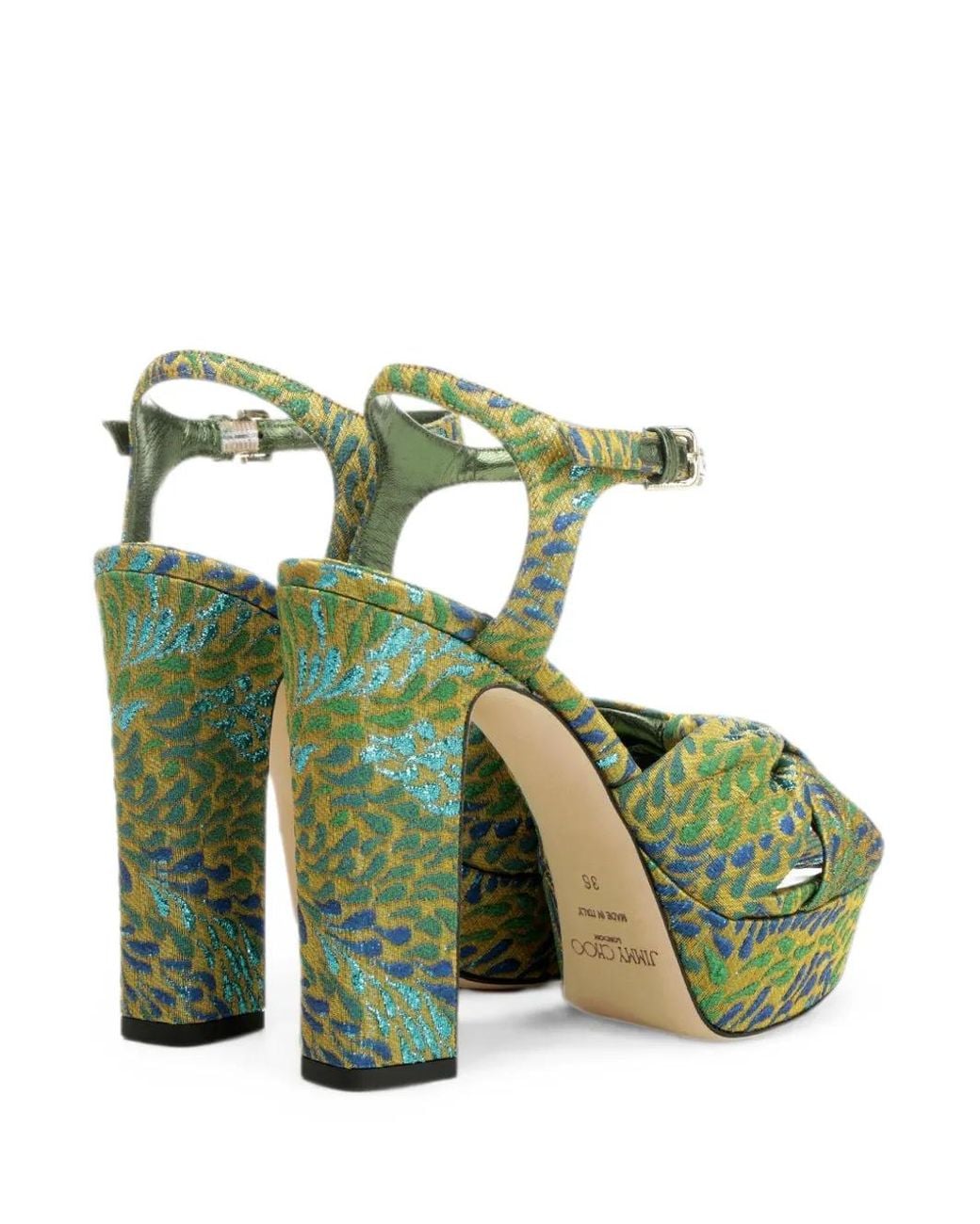 Jimmy Choo Green Heloise Knotted Platform Sandals
