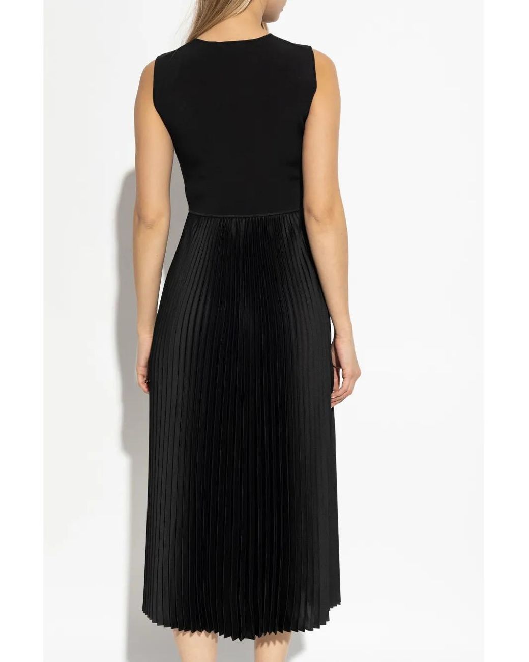 Theory Black Pleated Satin Dress