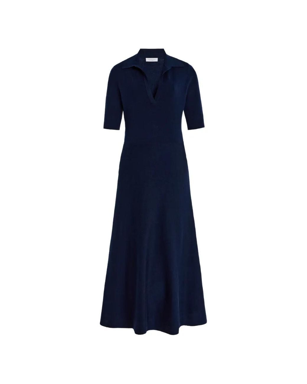 Gabriela Hearst Blue Bradley V-Neck Midi Dress