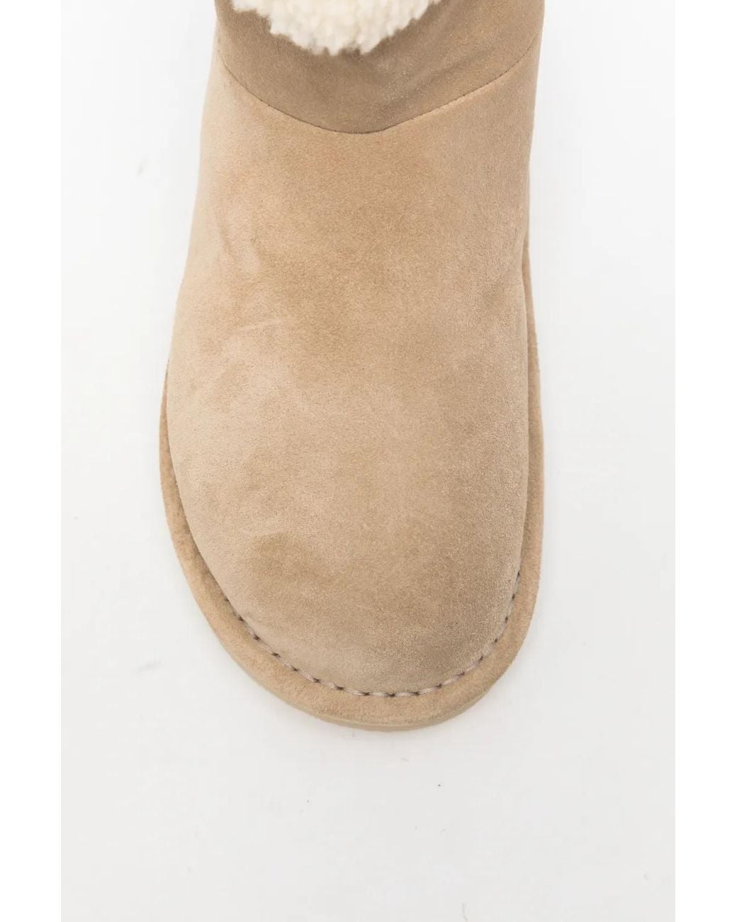 Miu Miu Natural Shearling-Trim Suede Ankle Boots