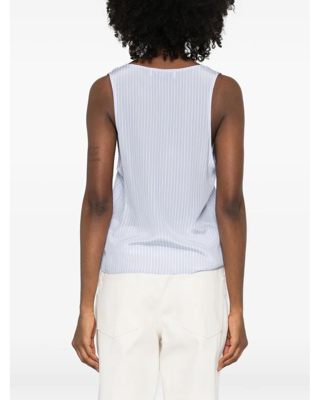 Franchise White Striped Button Top
