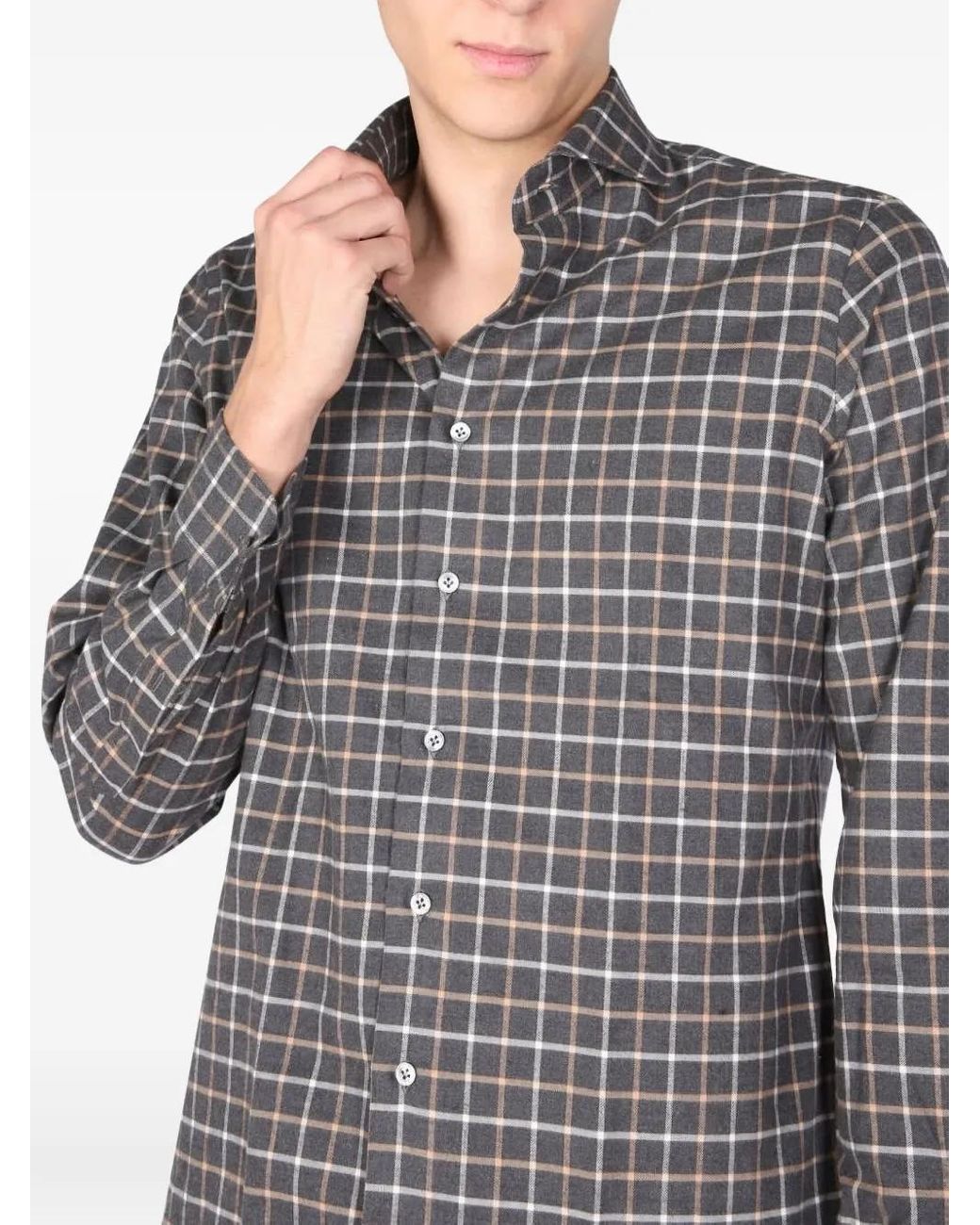 Lardini Hemd Mit Karomuster in Gray für Herren