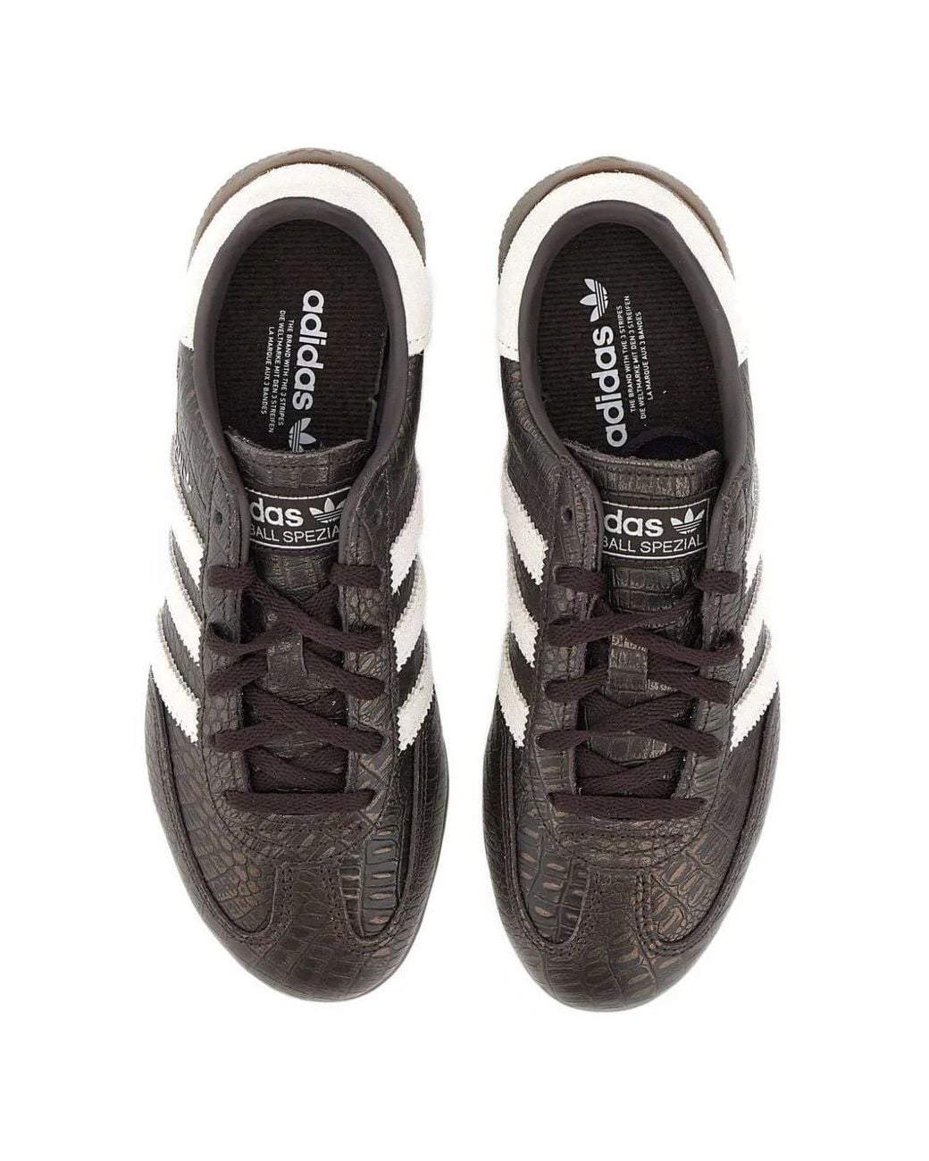 Adidas Brown Handball Spezial Crocodile-Effect Leather Sneakers