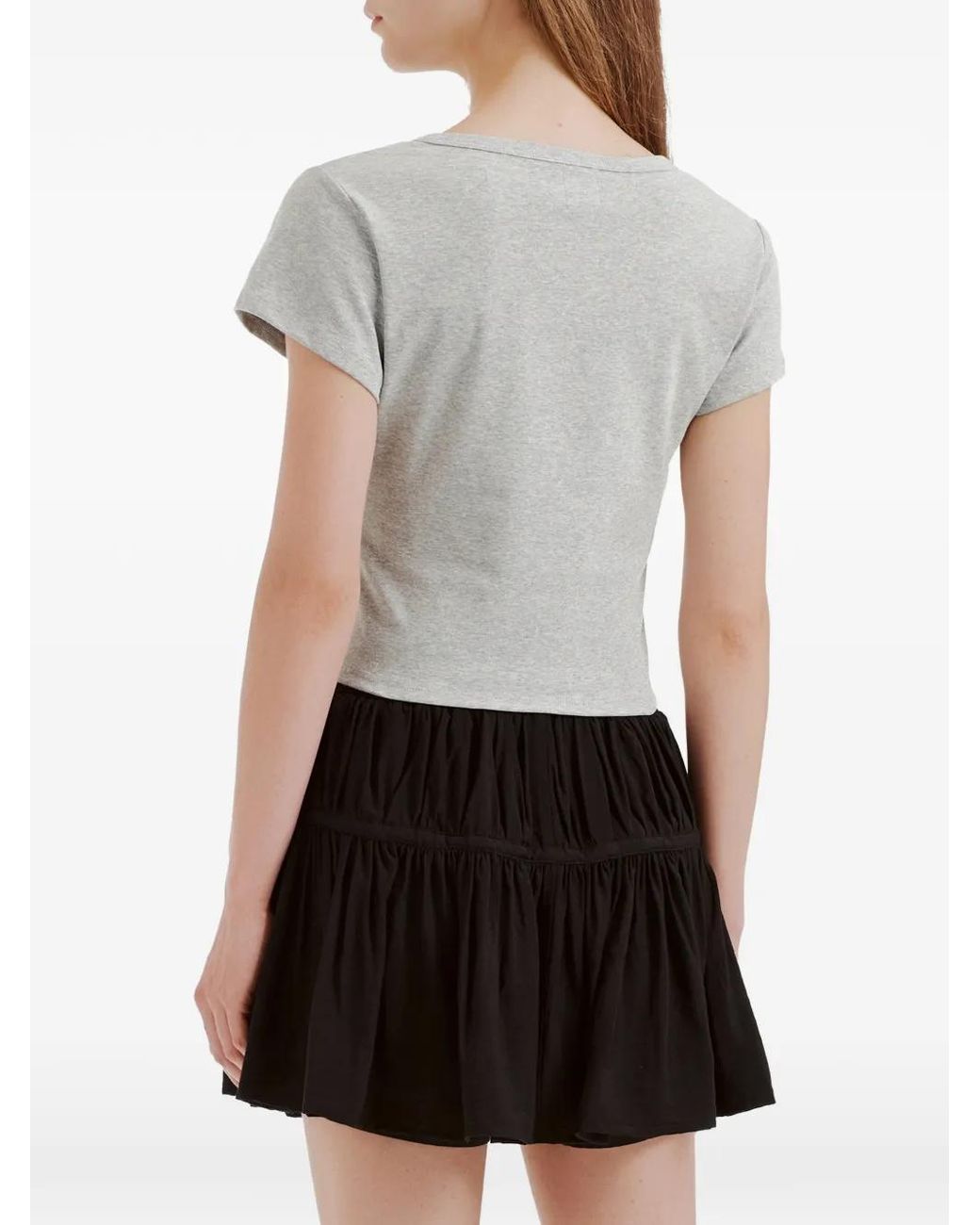 B+ AB Gray Embroidered-Patch T-Shirt