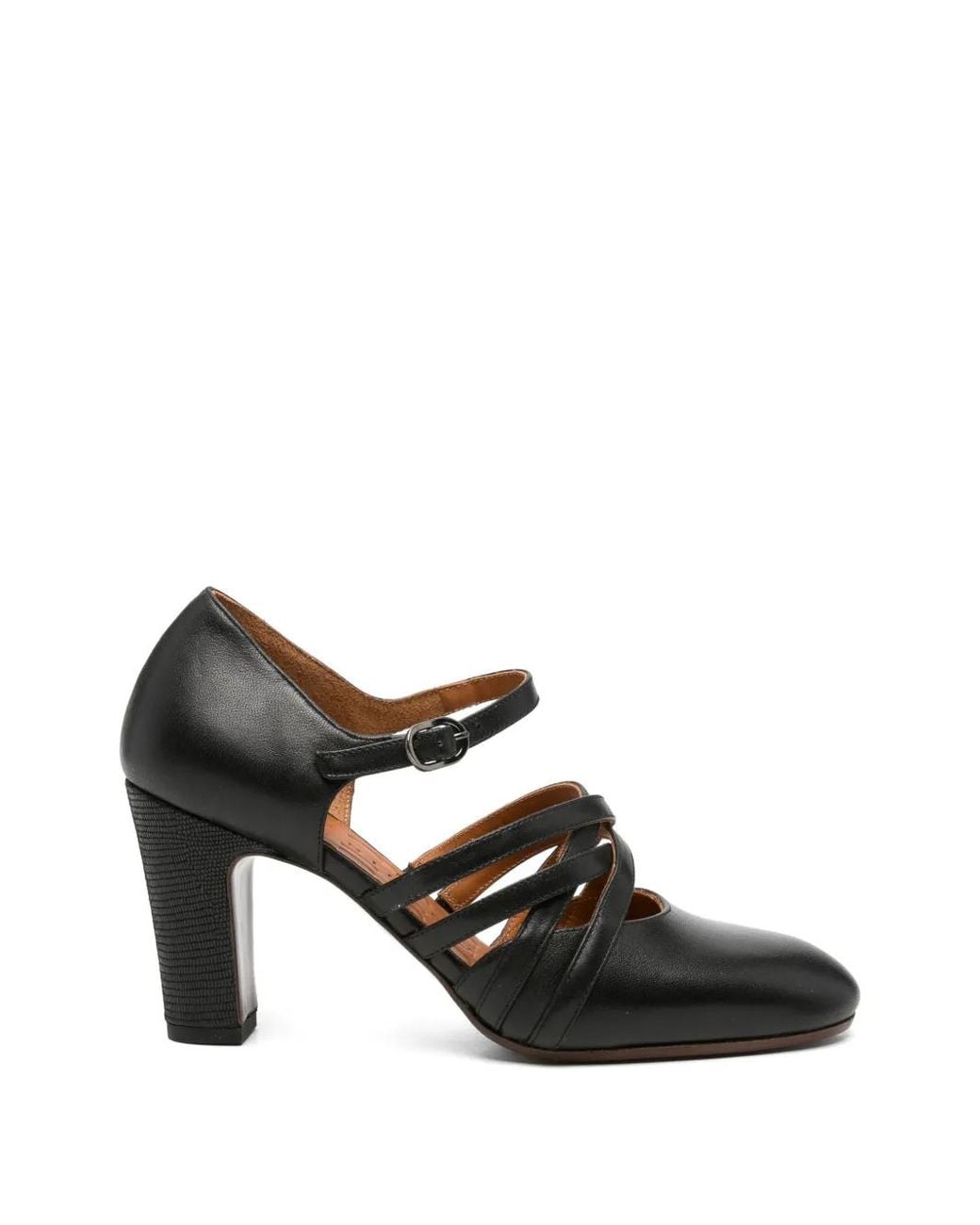 Chie Mihara Black Match Strappy Leather Heeled Pumps