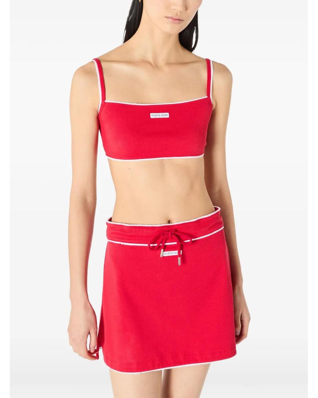 MARINE SERRE Red Organic Cotton Bra