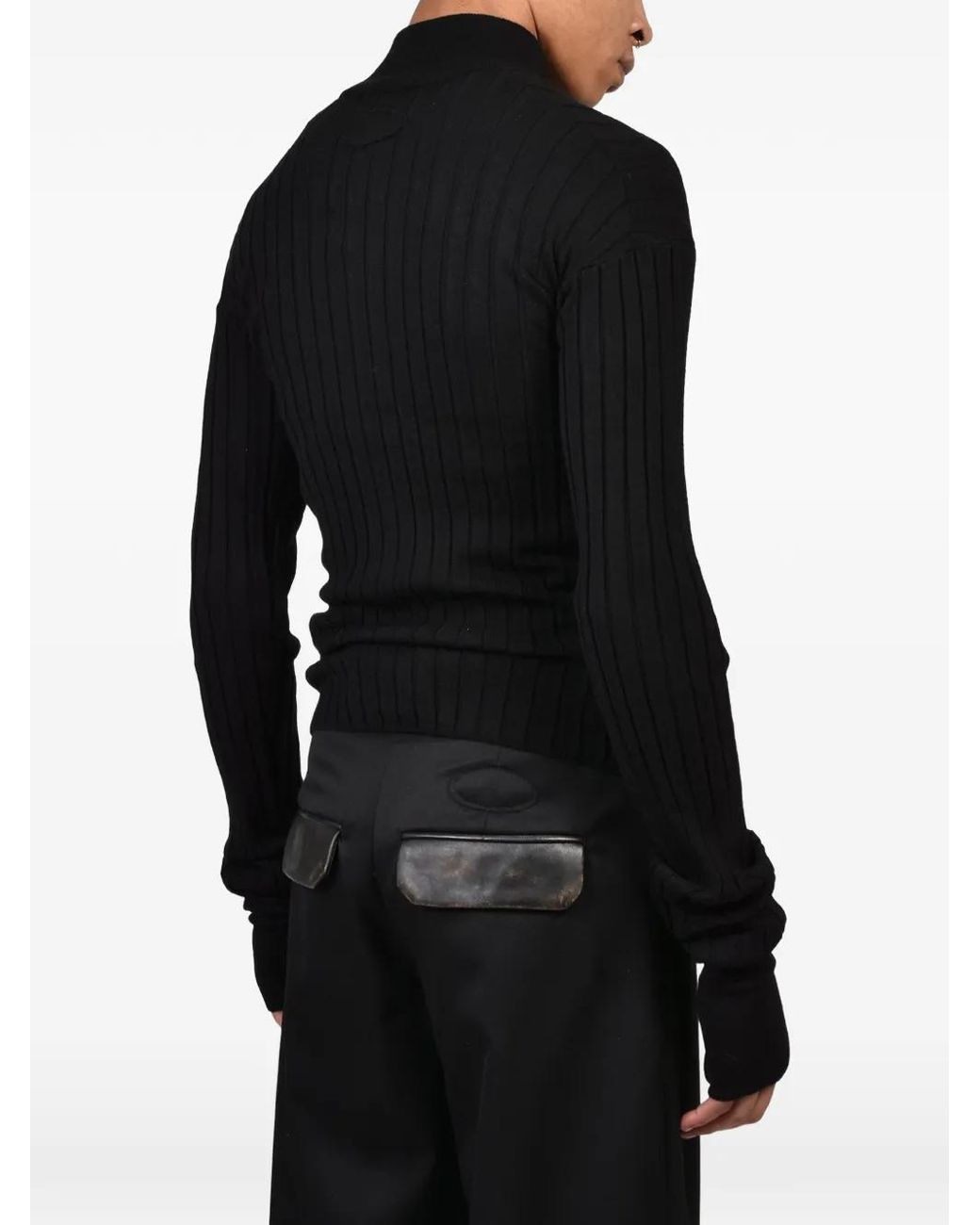 EPHMRL Black Rib-Knit Zip-Up Cardigan for men