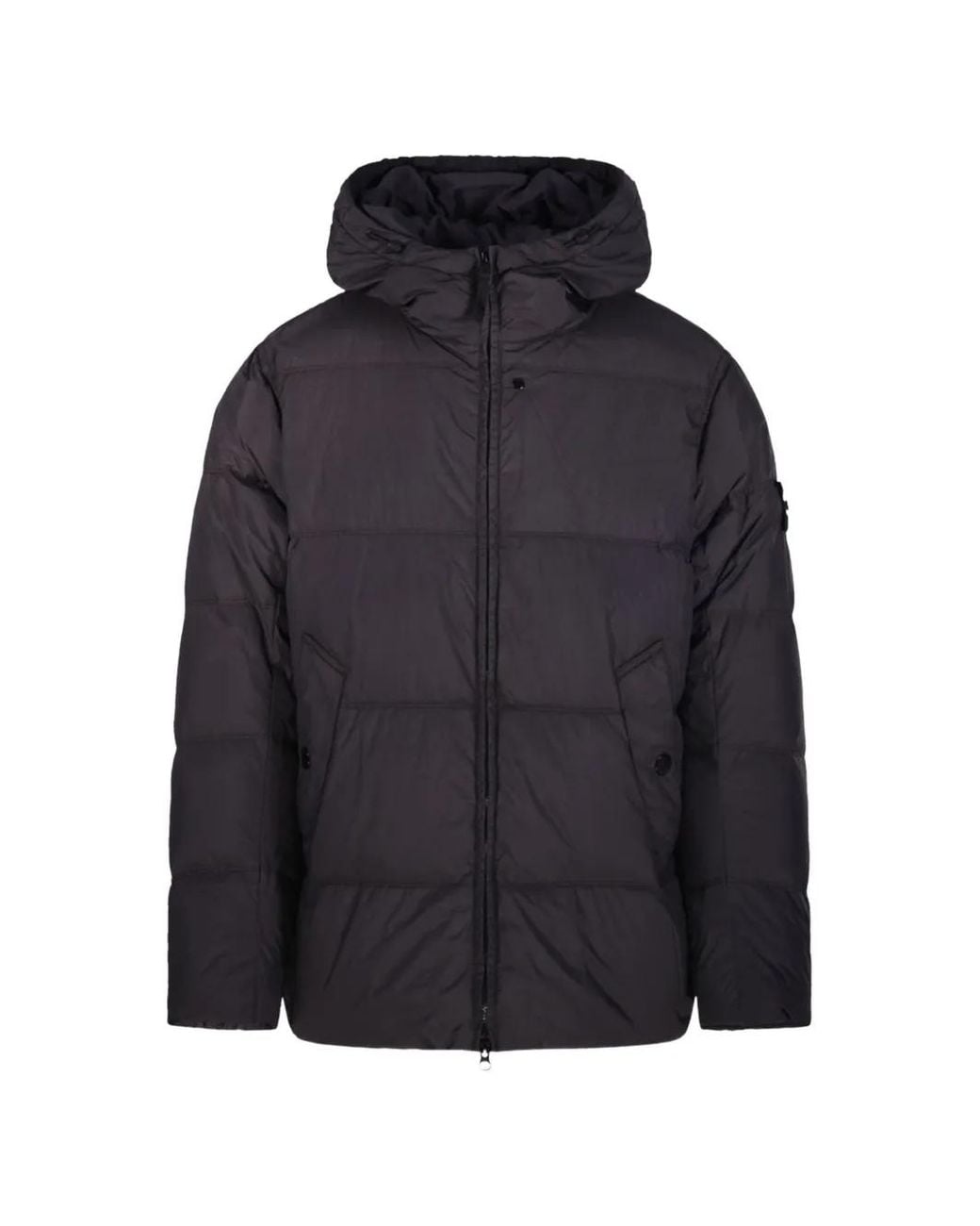 Stone Island Blue Compass-Patch Hooded Jacket for men