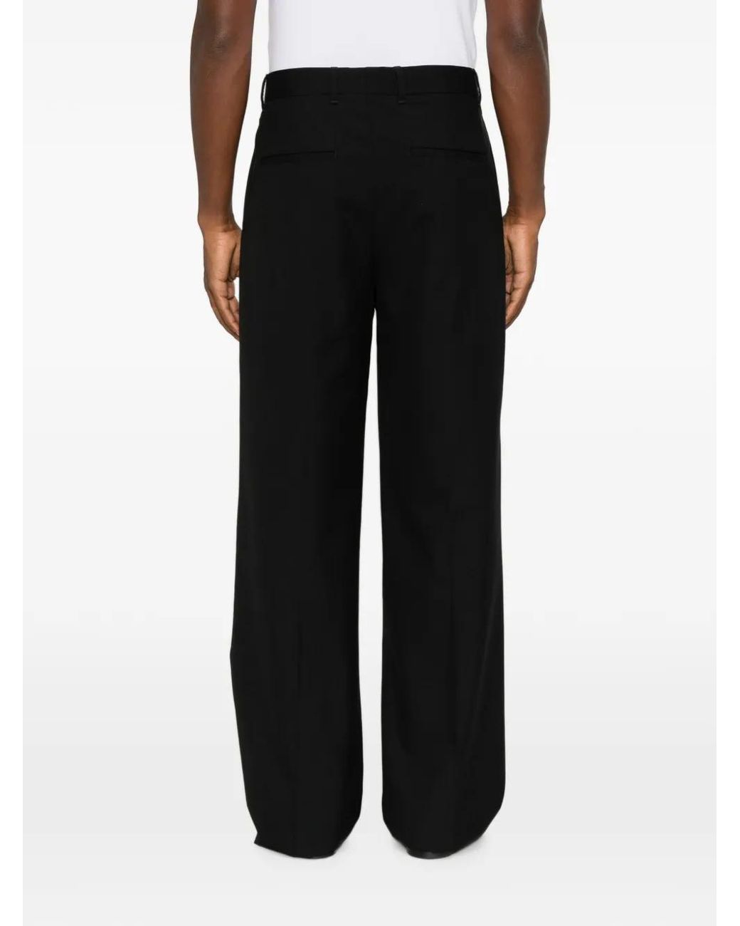 Lardini Black Pleated Wide-Leg Trousers for men