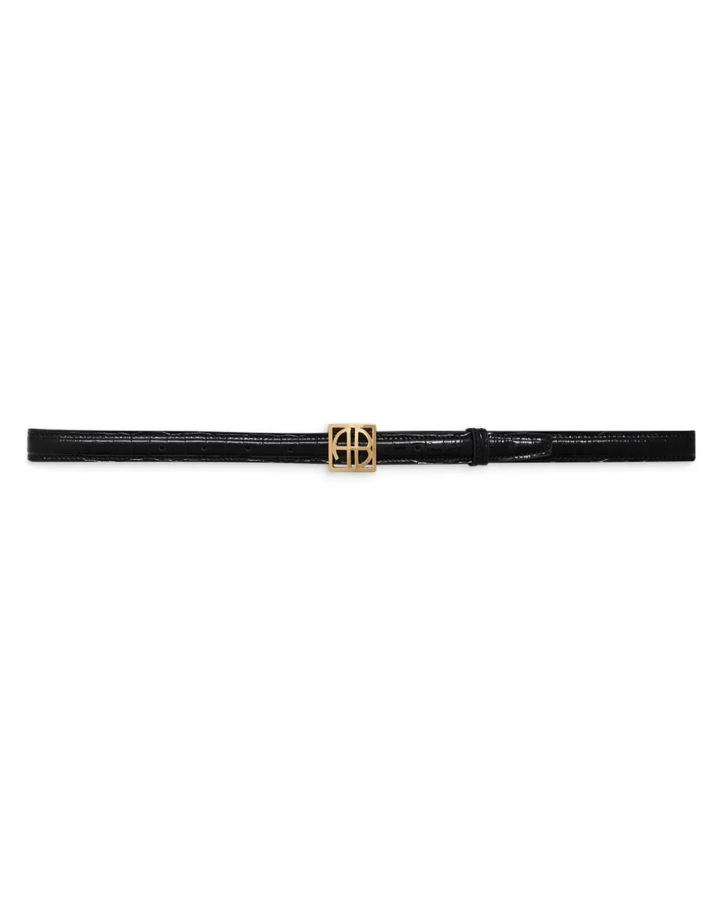 Anine Bing White Monogram-Plaque Belt