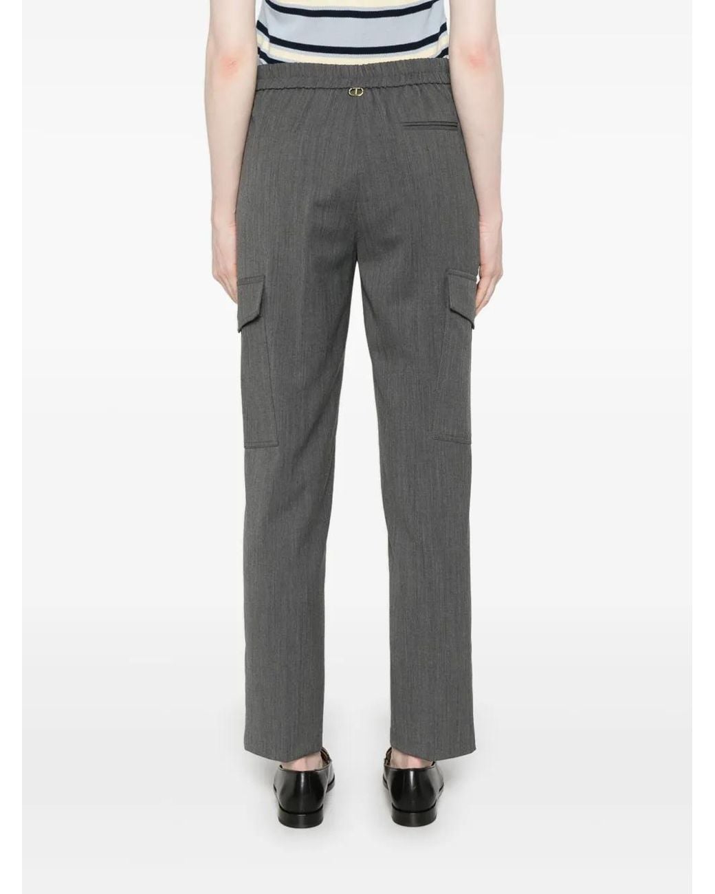 Twinset Gray Straight-Leg Cargo Pants