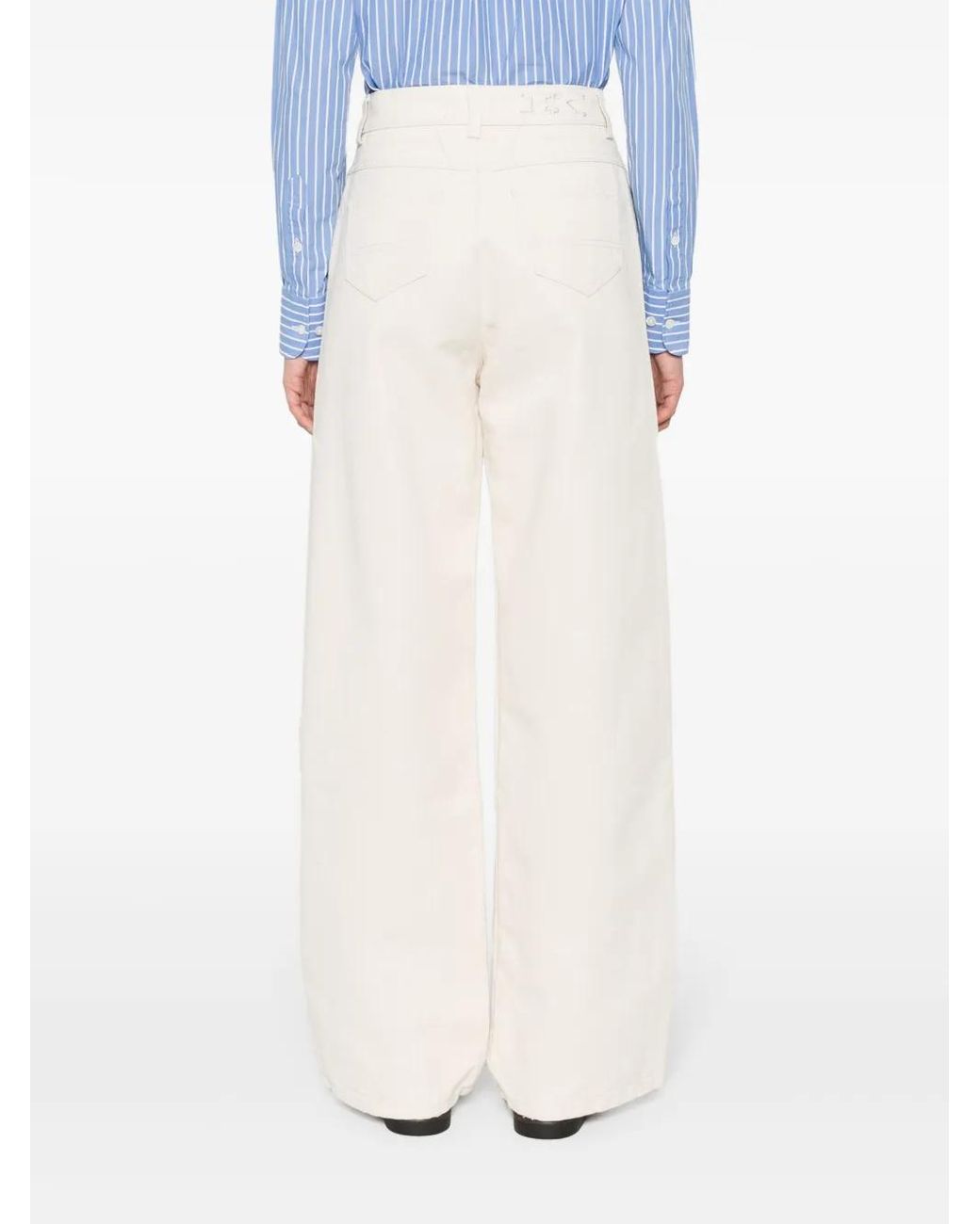 Kiton White High-Waisted Straight-Leg Jeans