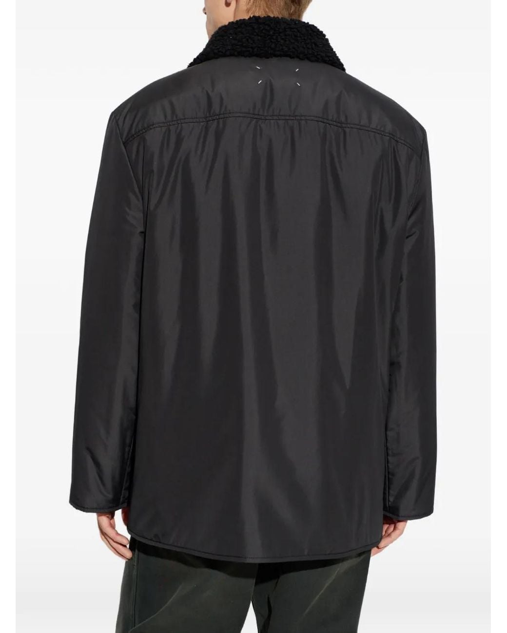 Maison Margiela Black Shearling-Collar Press-Stud Jacket for men