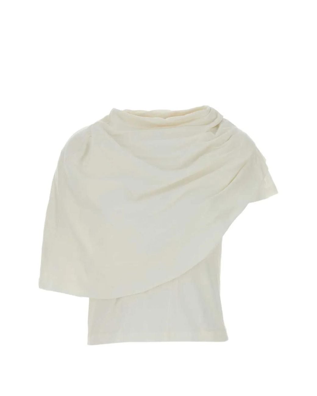 Magda Butrym White Draped Asymmetric T-Shirt