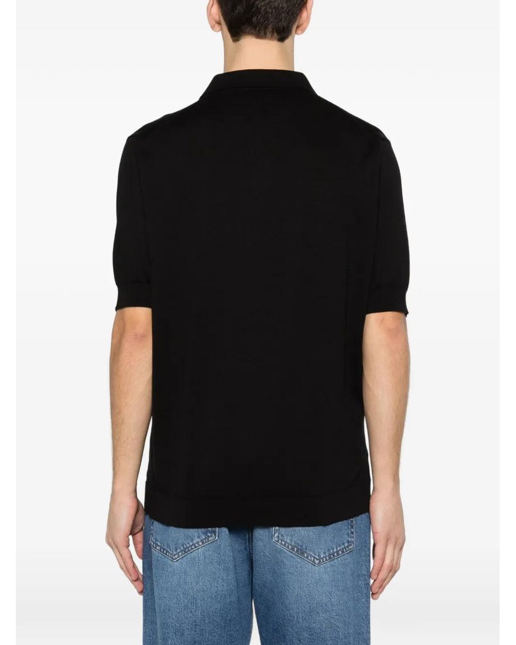 Lardini Black Knit Polo Shirt for men