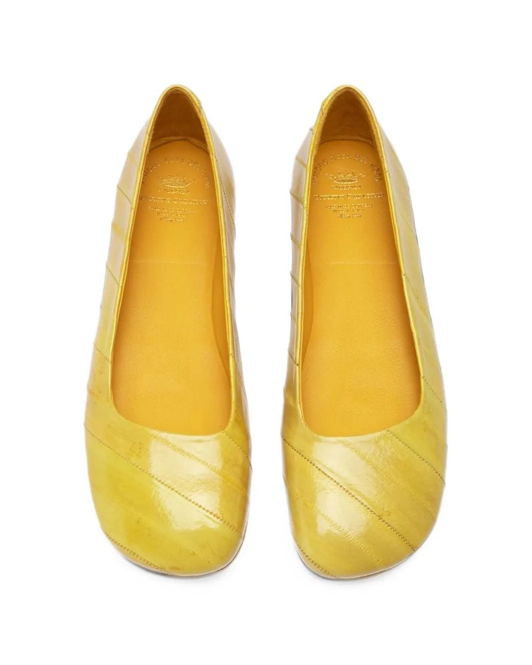 Officine Creative Yellow Meredith 003 Panelled-Leather Ballet Flats