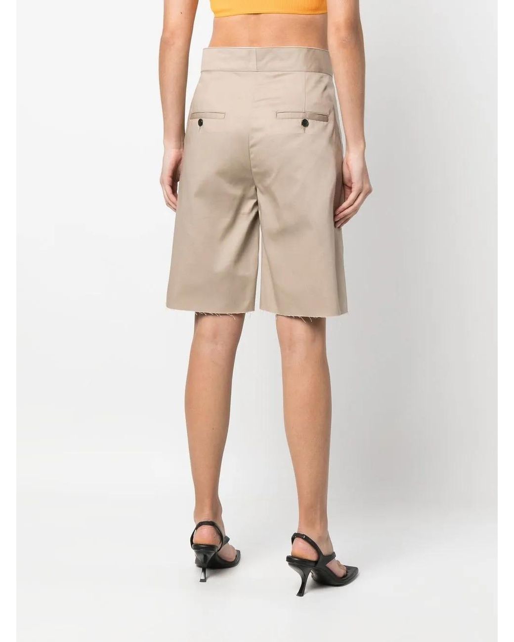 Palm Angels Natural Reverse Waistband Knee-Length Shorts