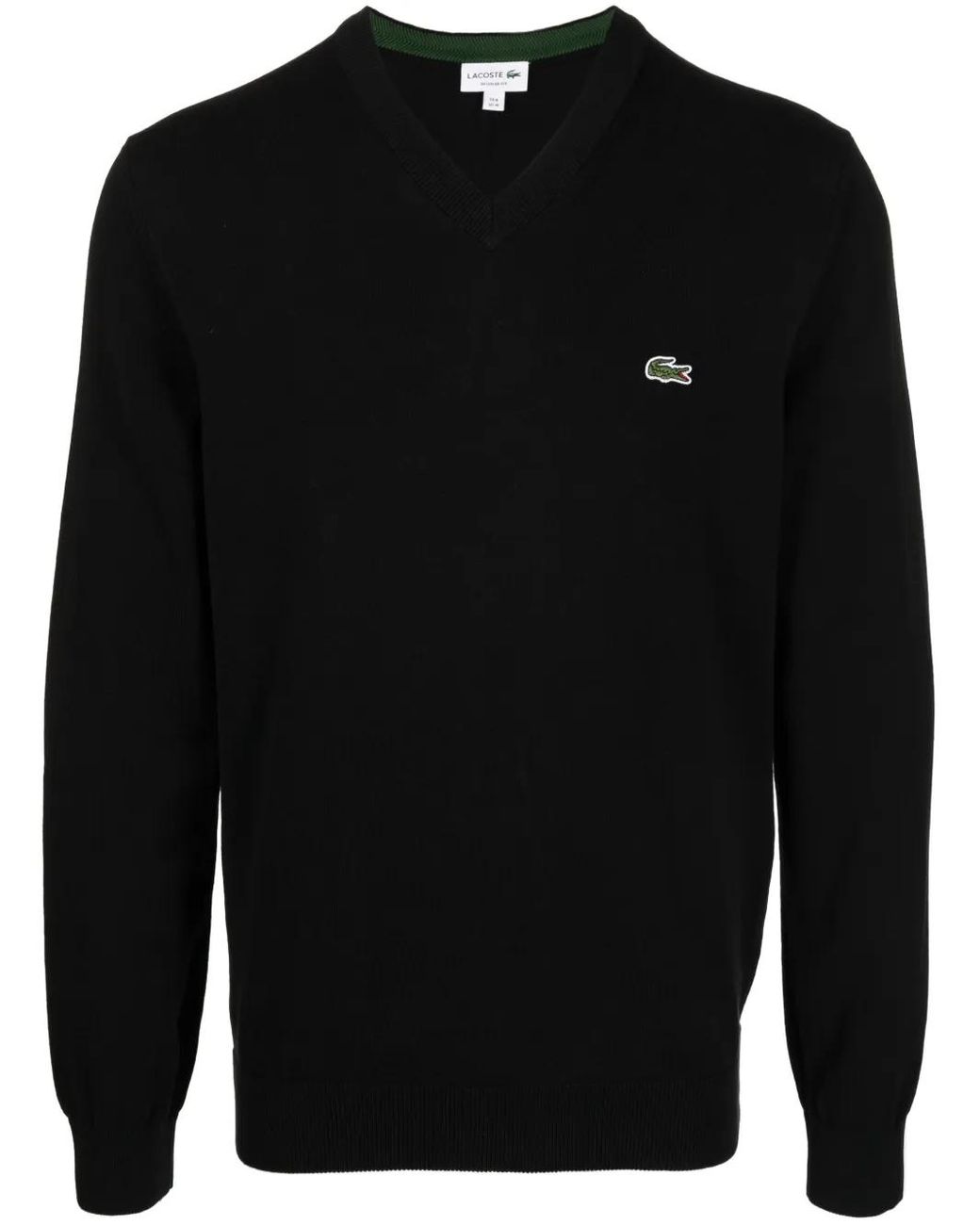 Lacoste Black Cotton V-Neck Sweater for men